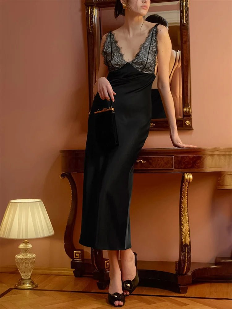 Ambre Lace V-Neck Patchwork Summer Dress