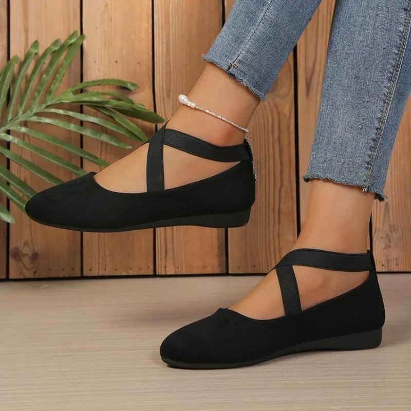 Anais Pointed Toe Cross-Strap Ballet Flats