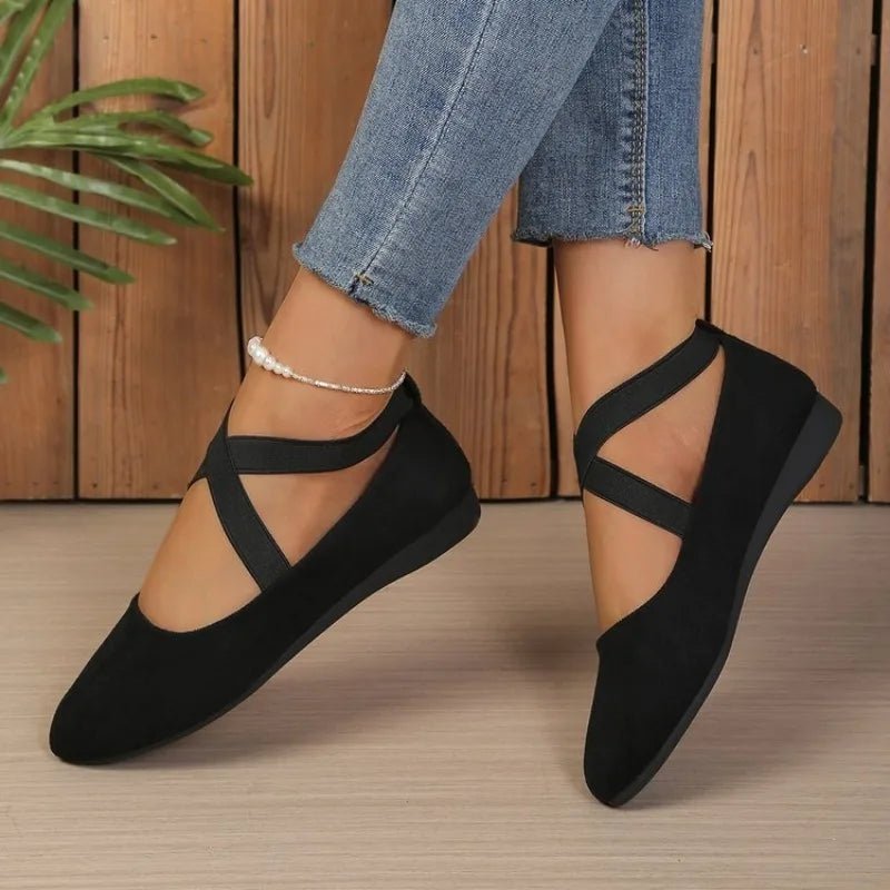 Anais Pointed Toe Cross-Strap Ballet Flats