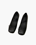 Angela Bowtie Leather Ballet Flats