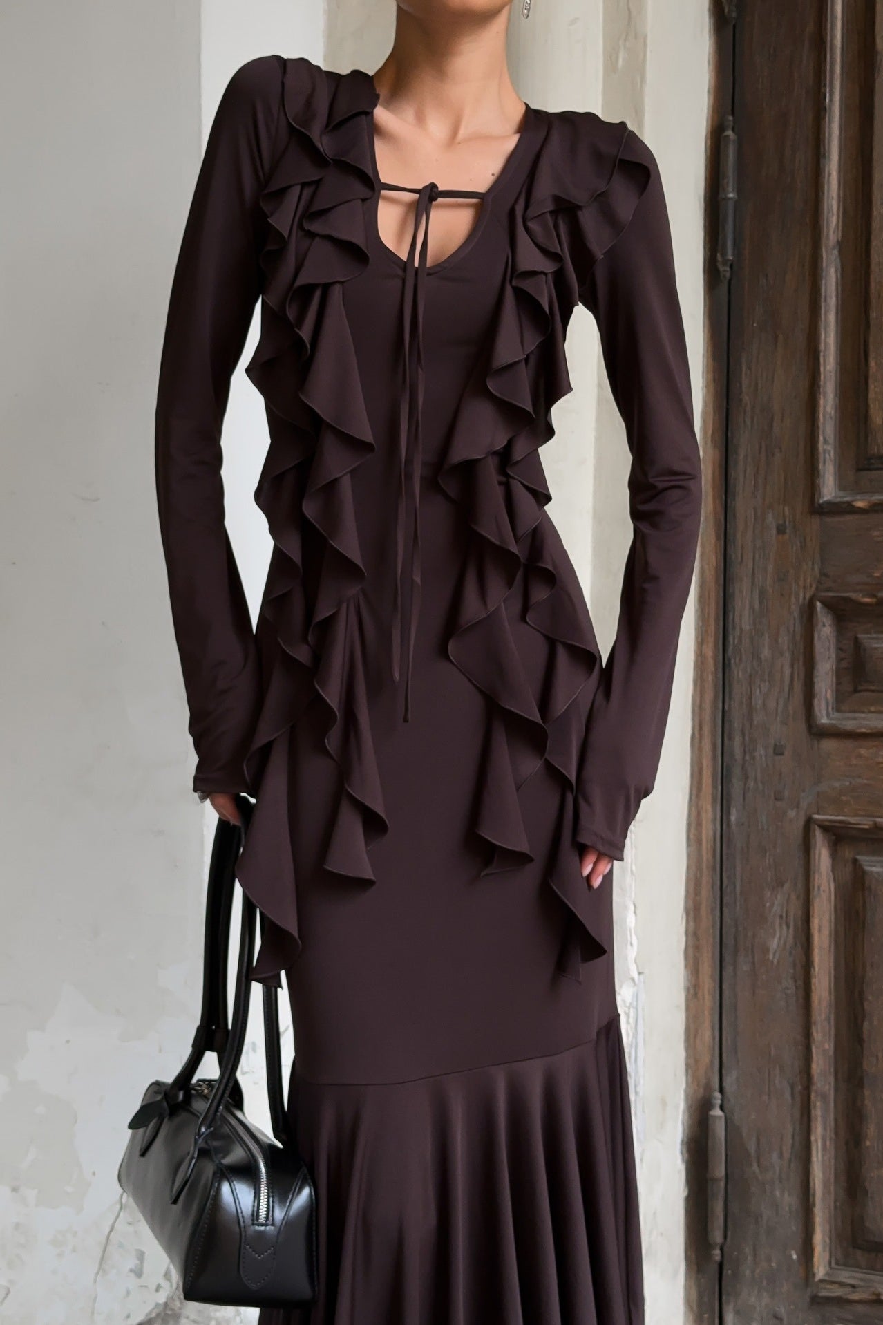 Arielle Ruffled Long-Sleeve Maxi Dress