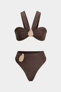 Astra Collection | Women's Bikini Set with Asymmetrical Cut & Metallic Accents | Stylish Comfort for Trendy Poolside Looks