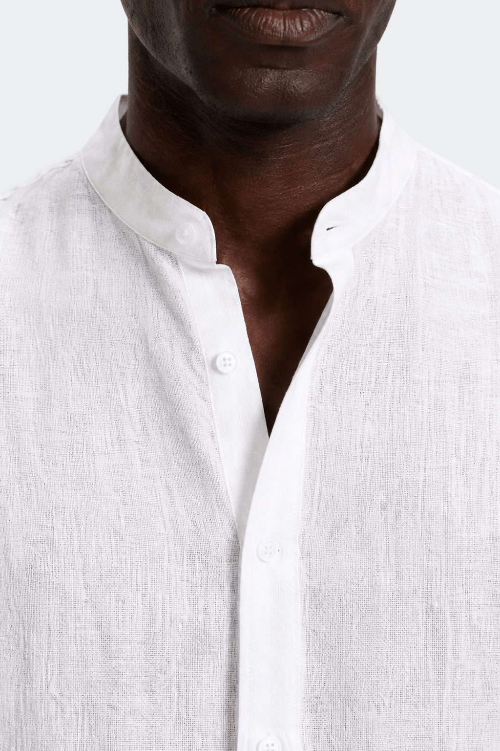 Band Collar Shirt Men Linen Casual Summer