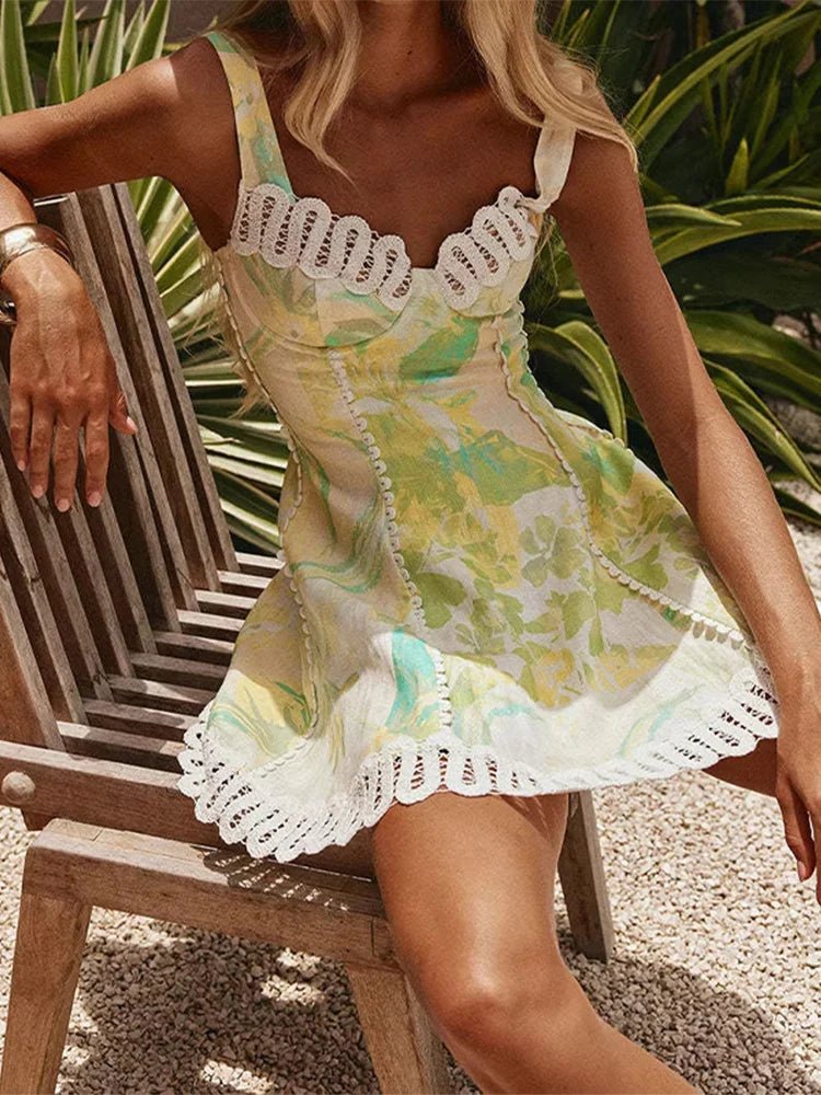 Beatrice Floral Linen Corset Mini Dress