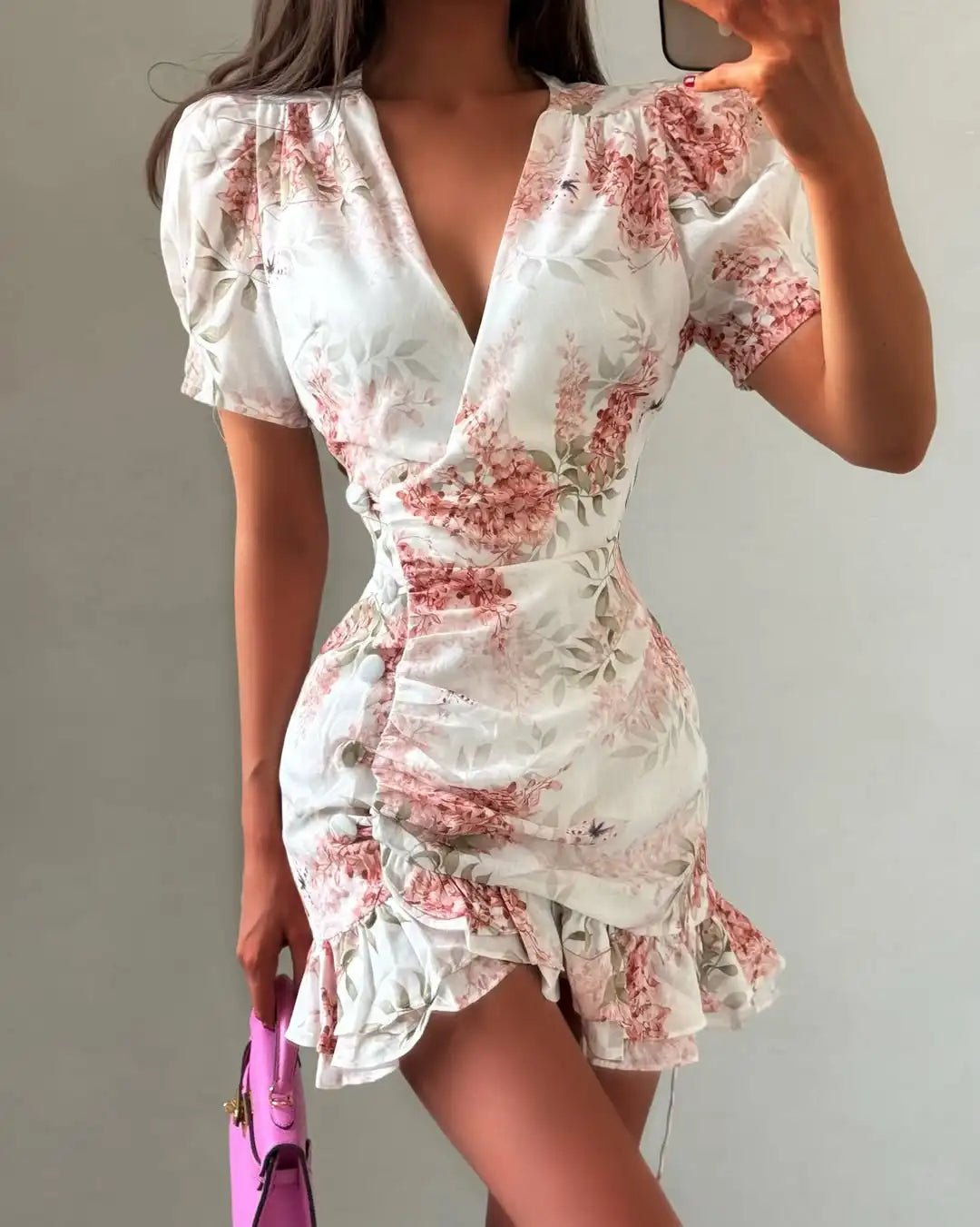 Beatrice Floral V-Neck Mini Dress