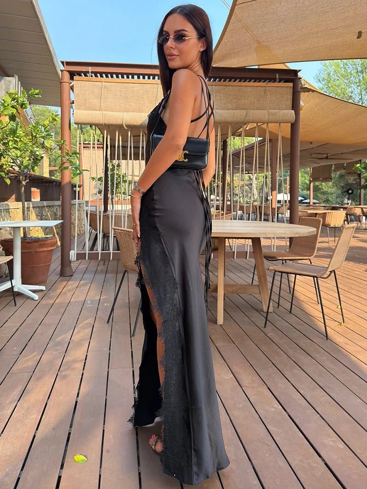 Beatrice Halter Lace Maxi Dress