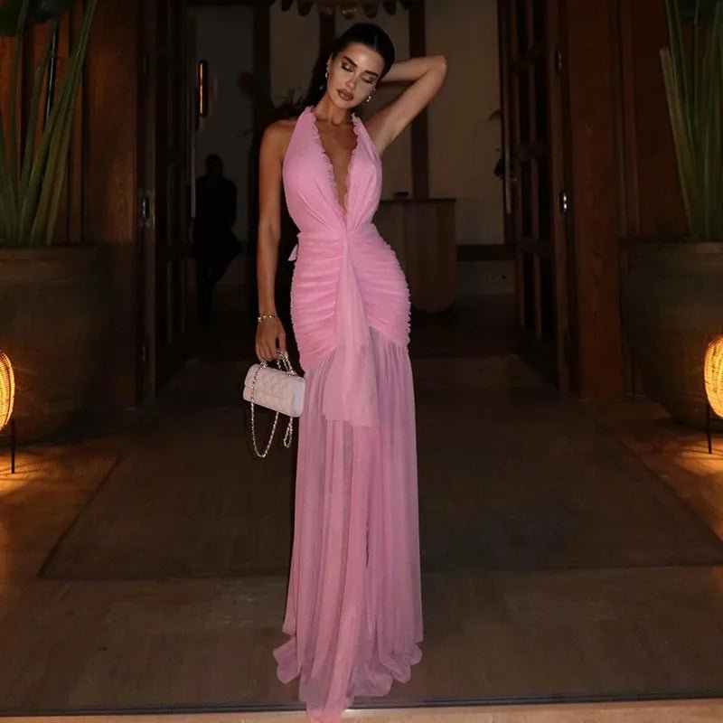 Beatrice Halter Mesh Maxi Dress