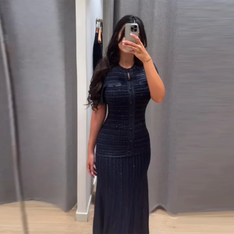 Beatrice Sequin Knit Maxi Dress