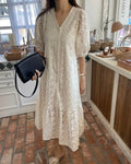Beatrice V-Neck Embroidered Maxi Dress