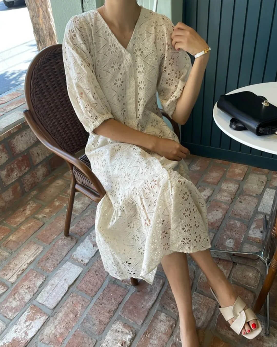 Beatrice V-Neck Embroidered Maxi Dress