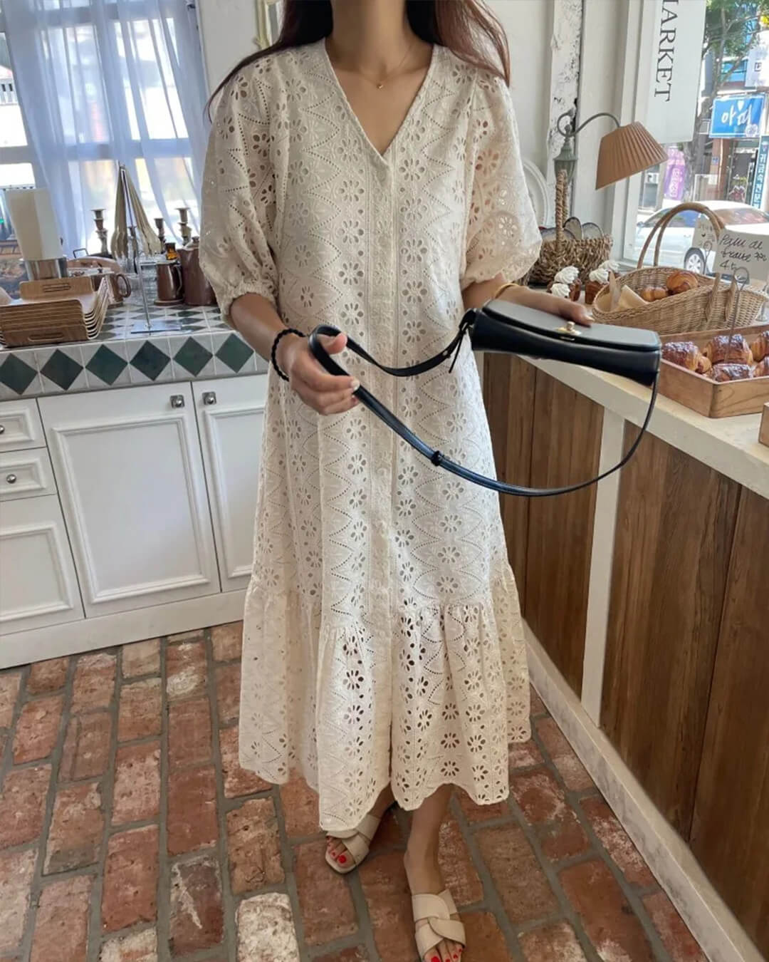 Beatrice V-Neck Embroidered Maxi Dress