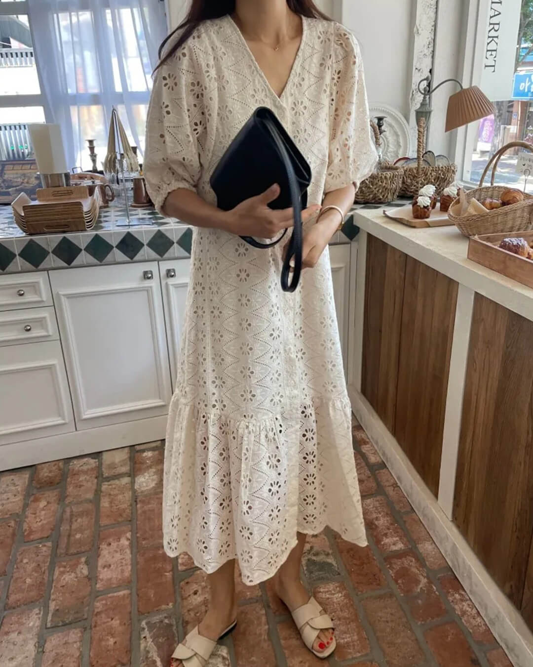 Beatrice V-Neck Embroidered Maxi Dress