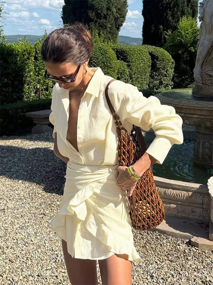 Beca Lace-Up Shirt Dress