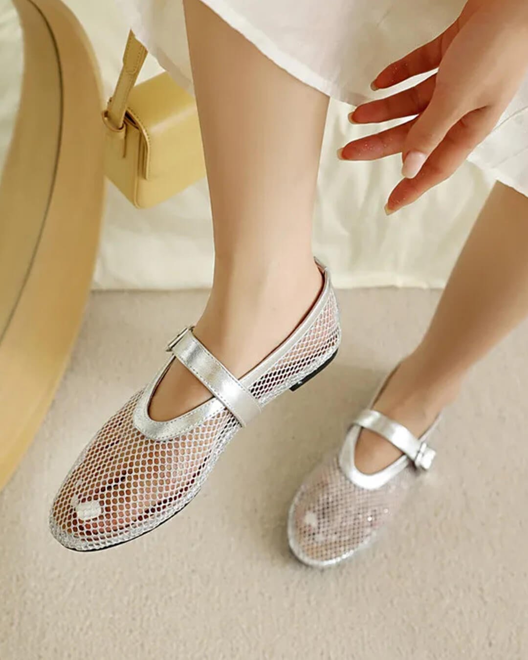Bianca Buckled Mesh Ballet Flats