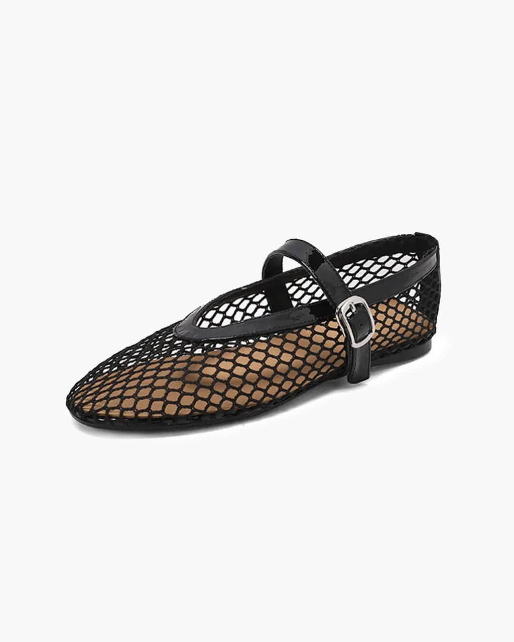 Bianca Buckled Mesh Ballet Flats