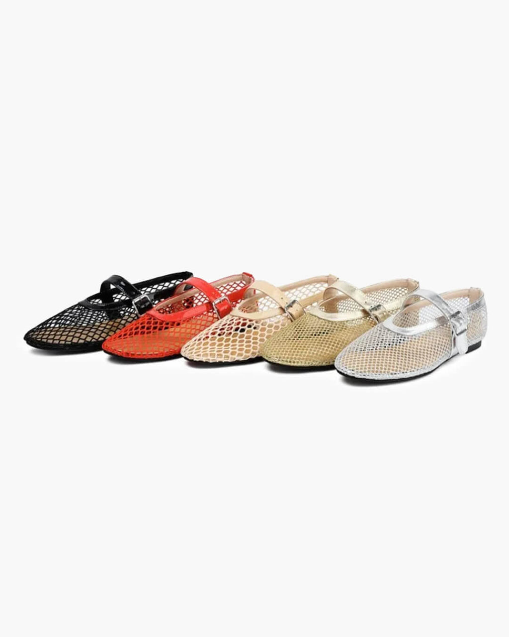 Bianca Buckled Mesh Ballet Flats
