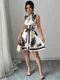 Bianca Butterfly Print Tie-Waist Midi Dress