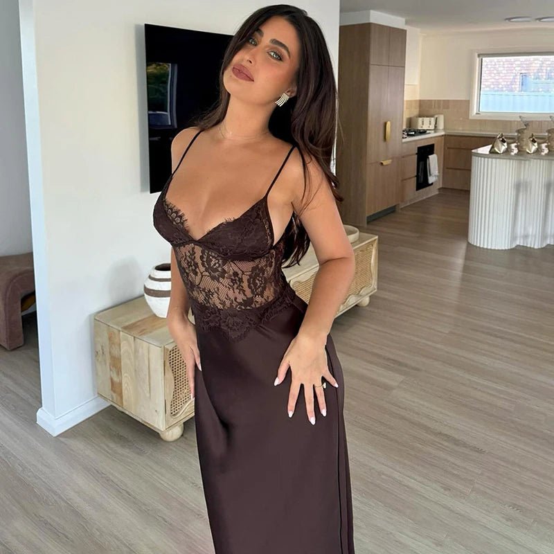 Bianca Lace V-Neck Maxi Dress