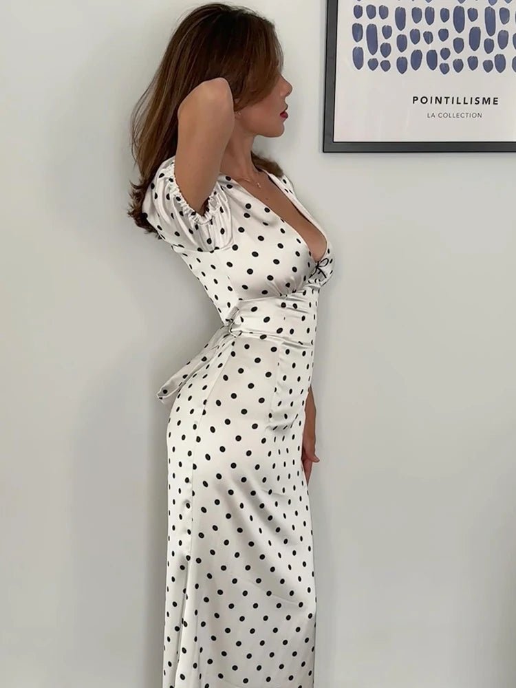 Bianca Polka Dot V-Neck Maxi Dress