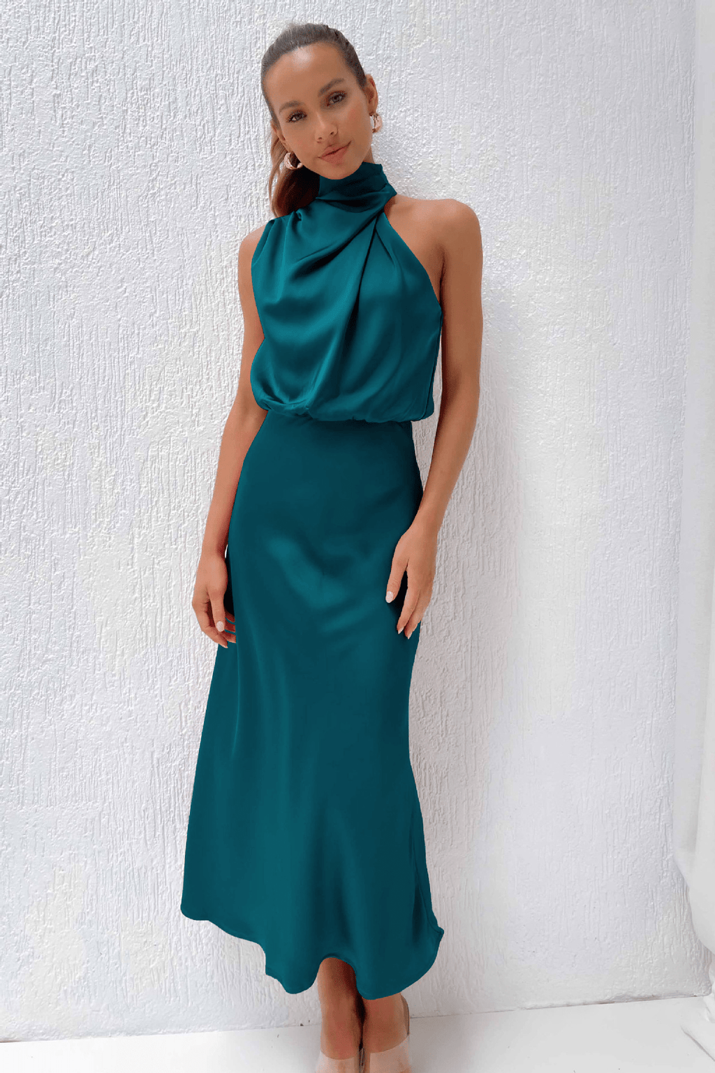 Bianca Satin Cowl Neck Maxi Dress