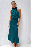 Bianca Satin Cowl Neck Maxi Dress