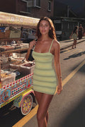 Bianca Striped Spaghetti Strap Bodycon Mini Dress