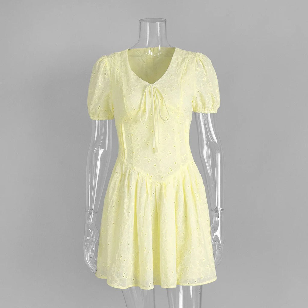 Bianca V-Neck Puff Sleeve Mini Dress