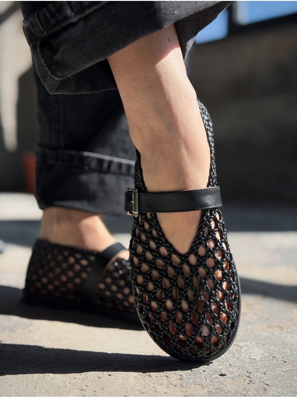 Bianca Woven Hollow Flat Sandals