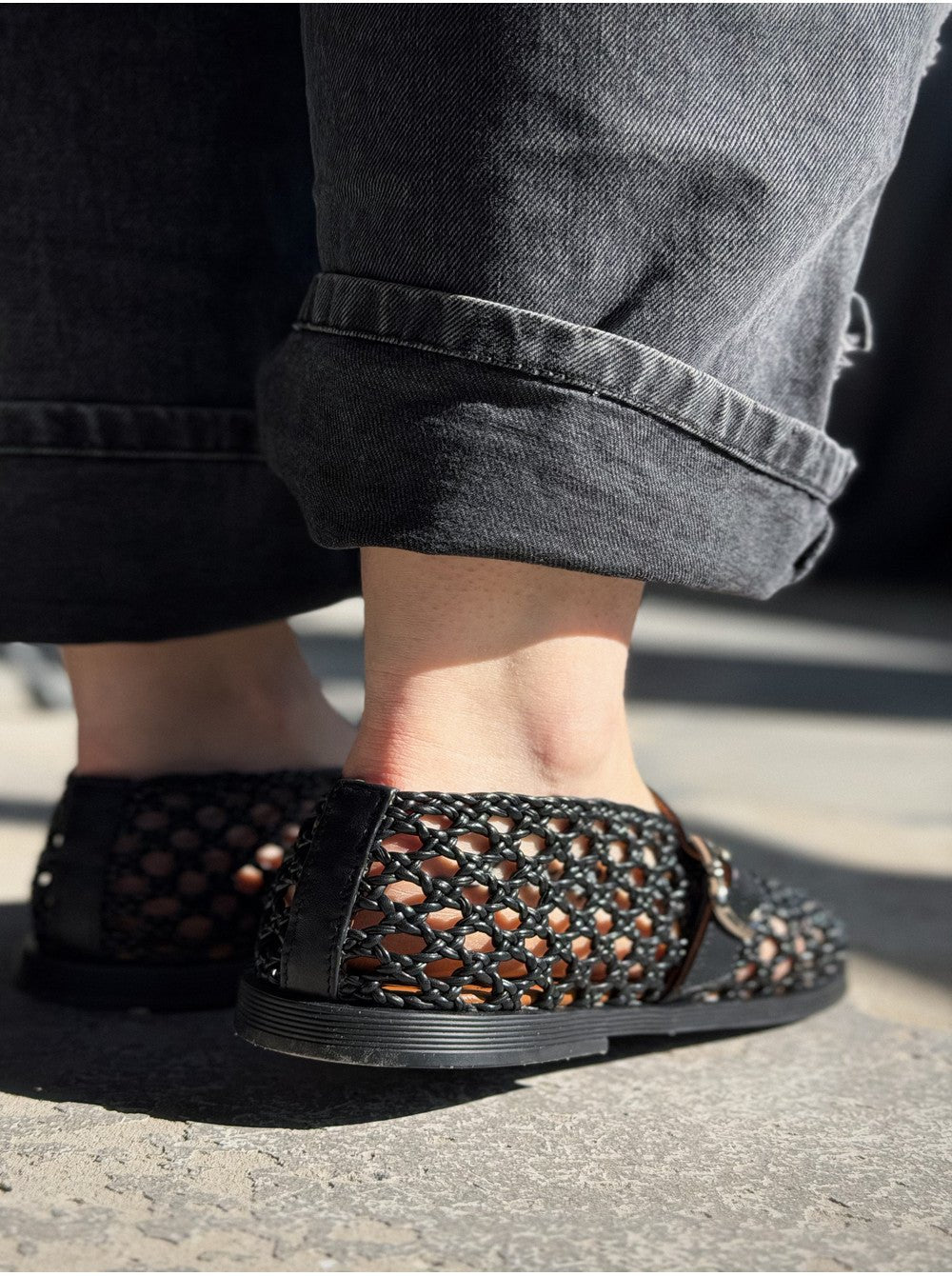 Bianca Woven Hollow Flat Sandals