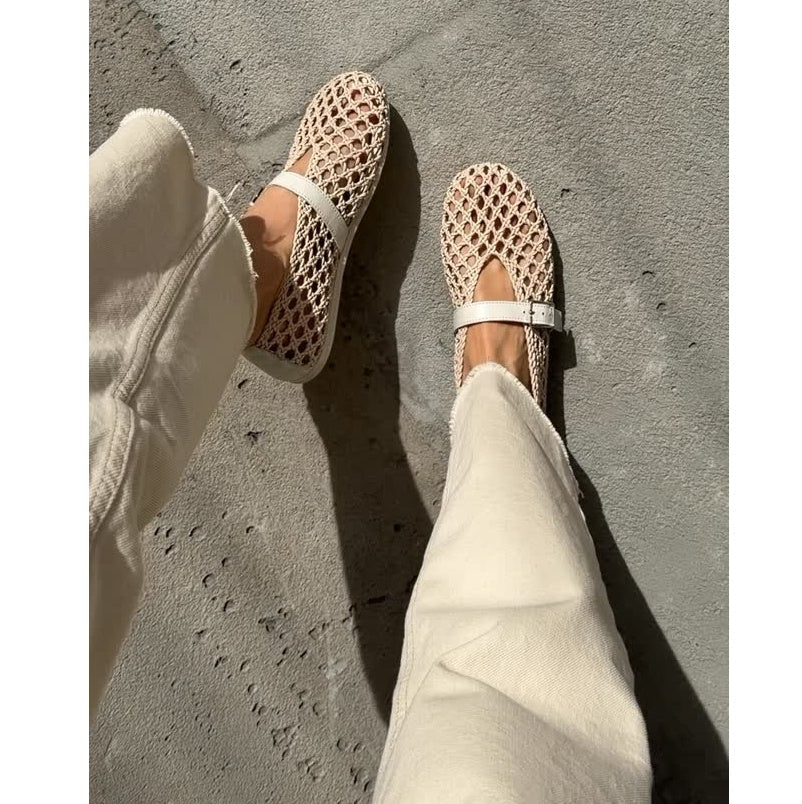 Bianca Woven Hollow Flat Sandals