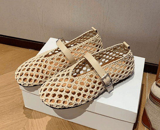 Bianca Woven Hollow Flat Sandals