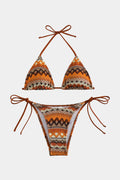 Boho Triangle Bikini Set | Women's Bikini Sets with Adjustable Tie Straps | Ethnic-Inspired Swimwear for Beach Days