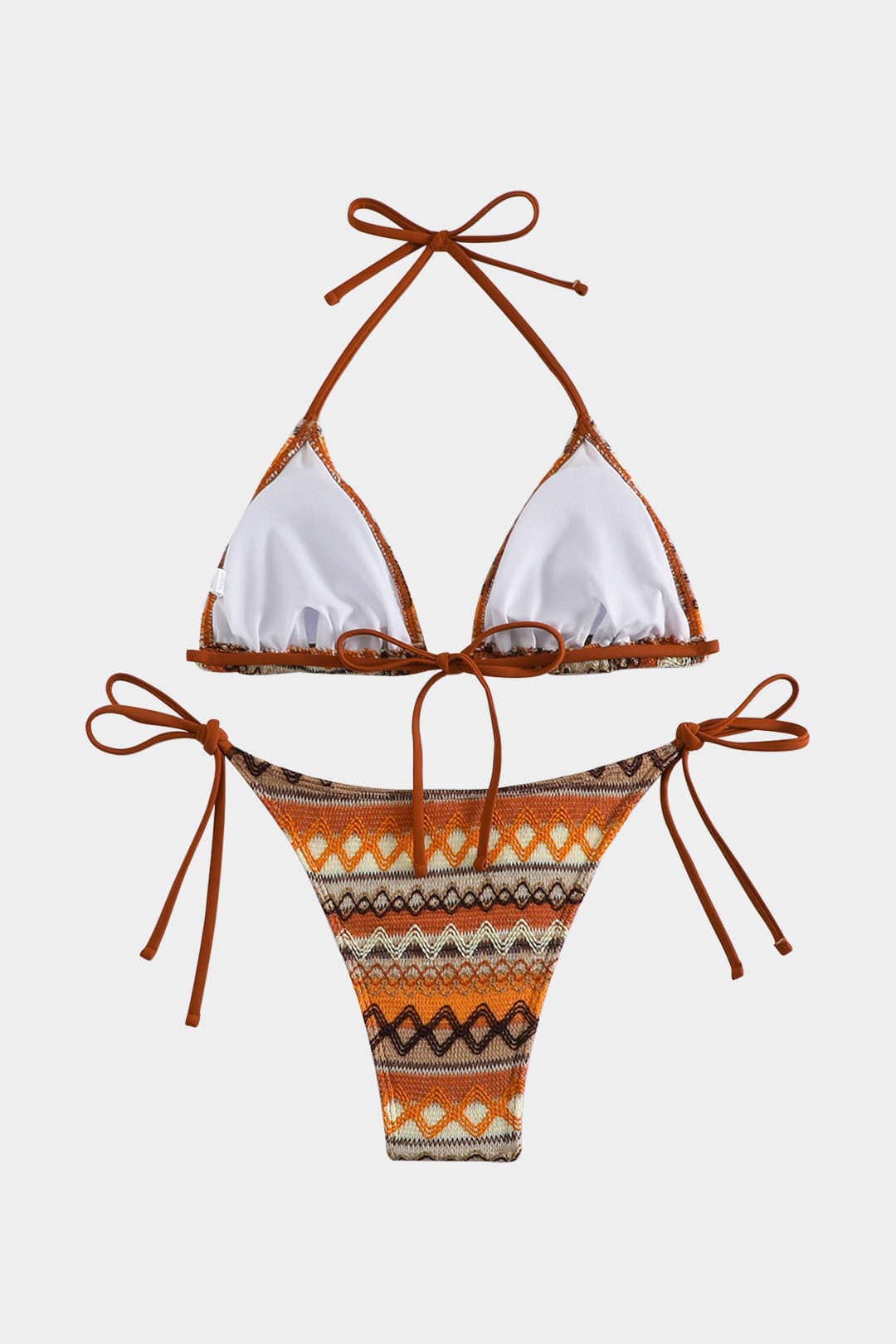 Boho Triangle Bikini Set | Women's Bikini Sets with Adjustable Tie Straps | Ethnic-Inspired Swimwear for Beach Days
