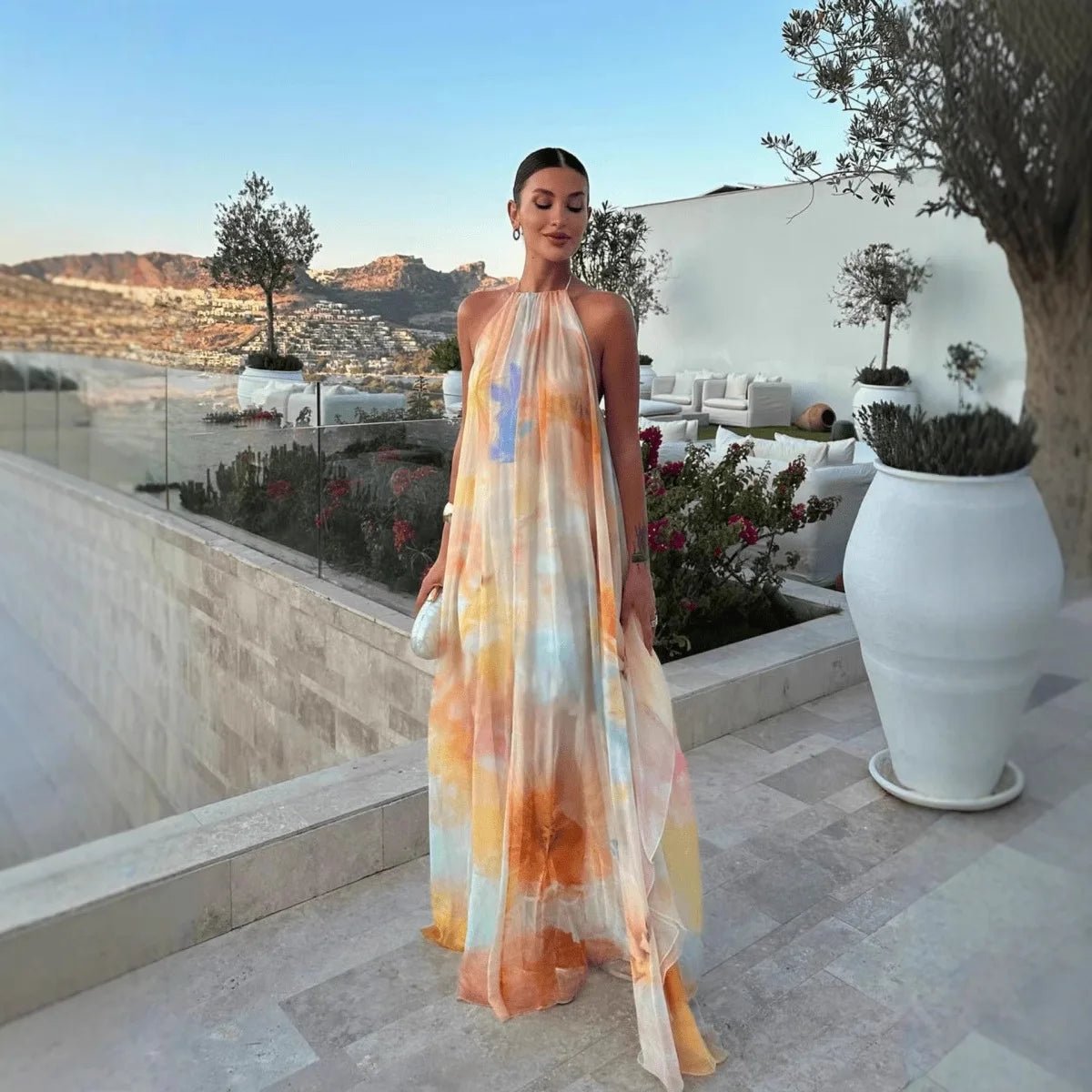 Cara Halter Neck Lace-Up Maxi Dress