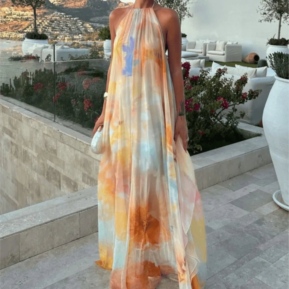 Cara Halter Neck Lace-Up Maxi Dress