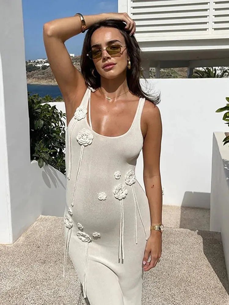 Celeste 3D Floral Knit Vacation Dress