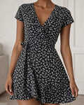 Celeste Floral V-Neck A-Line Mini Dress