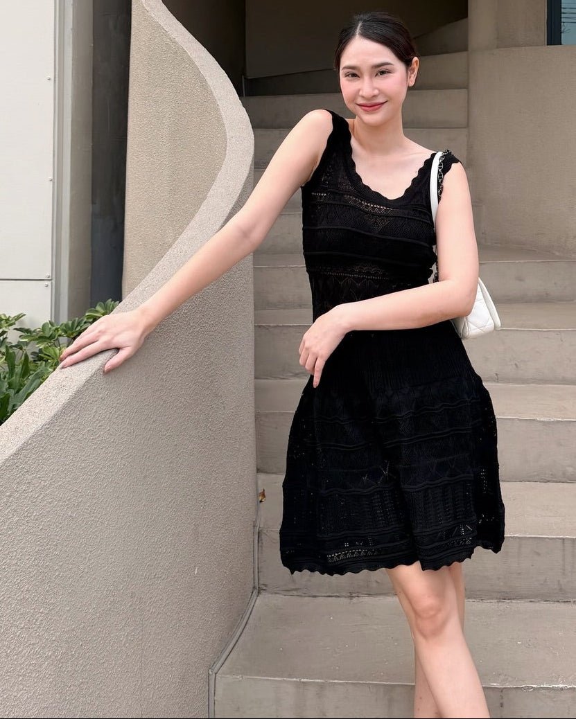 Celeste Hollow-Out Knitted Midi Dress