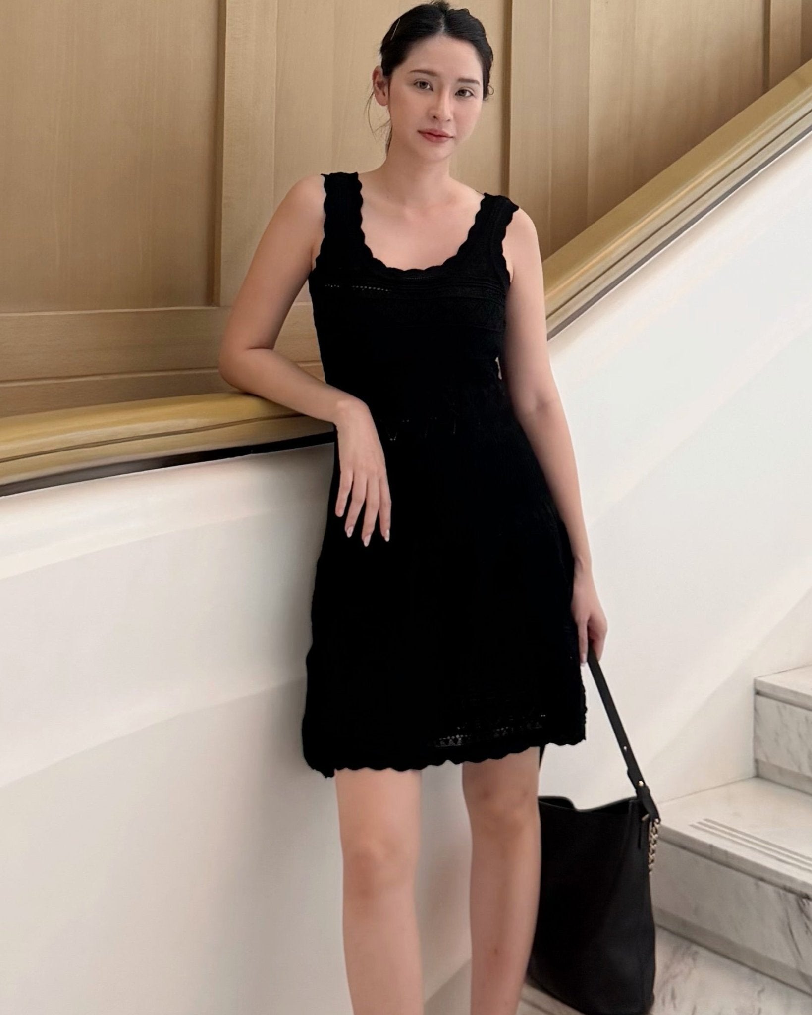 Celeste Hollow-Out Knitted Midi Dress