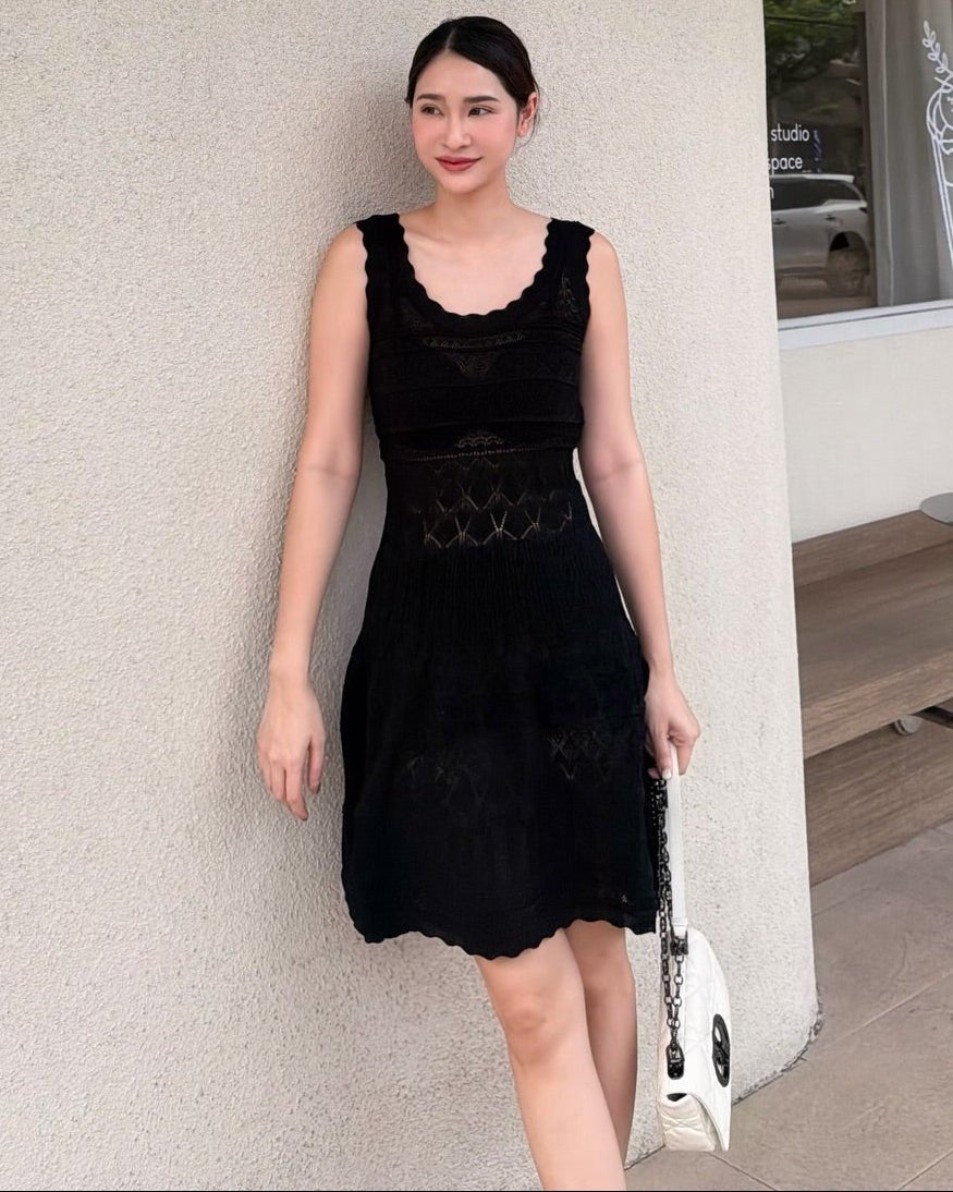 Celeste Hollow-Out Knitted Midi Dress