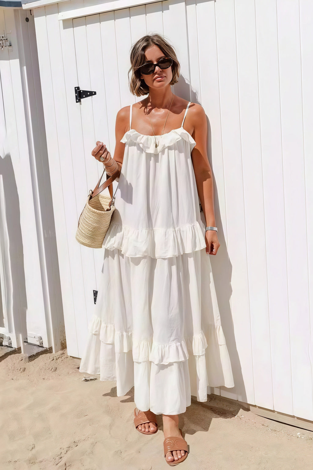 Celeste Ruffle Hem Beach Maxi Dress