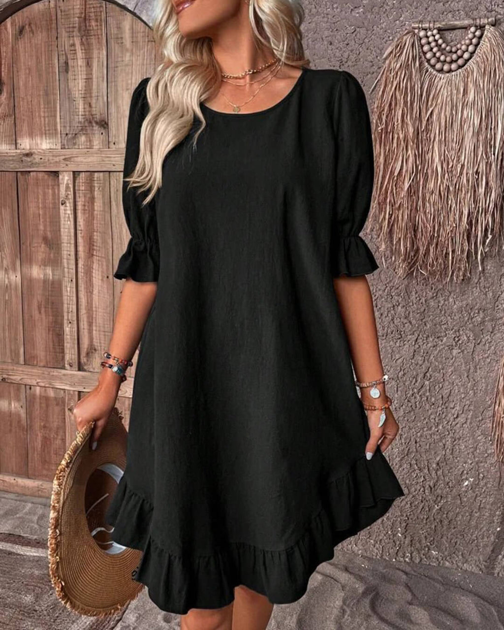 Celeste Ruffle Hem Smock Dress