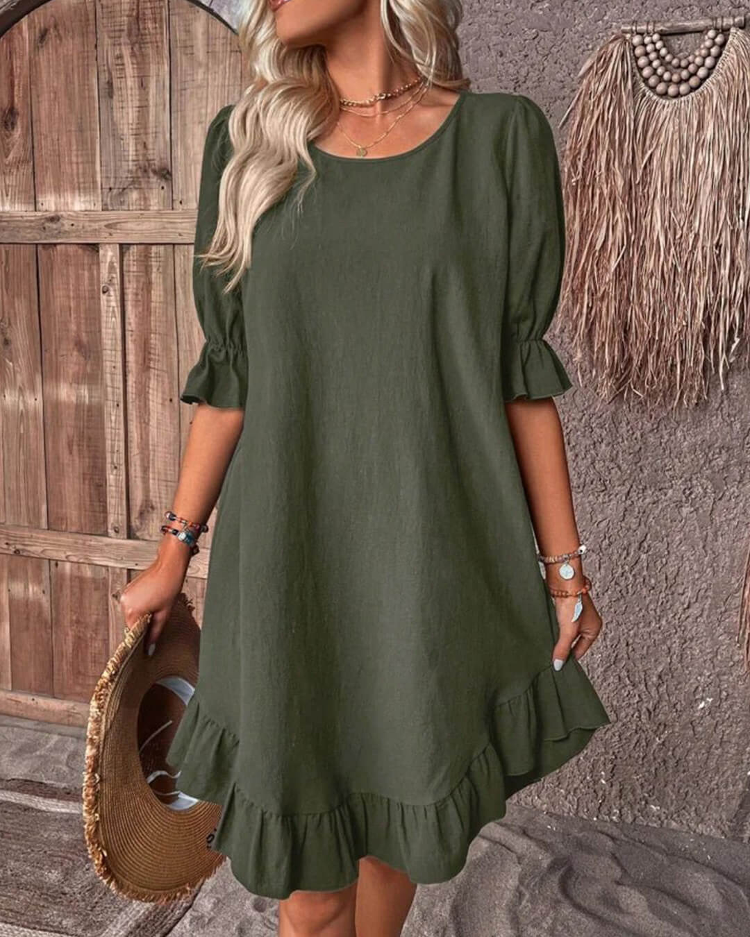 Celeste Ruffle Hem Smock Dress