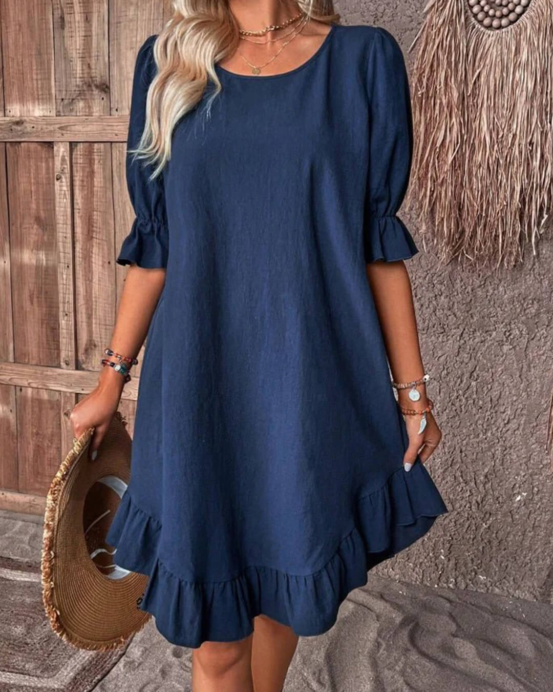 Celeste Ruffle Hem Smock Dress