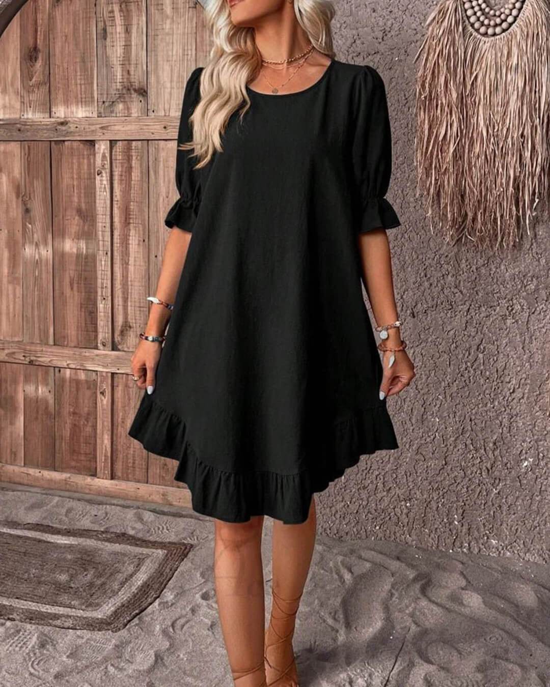 Celeste Ruffle Hem Smock Dress
