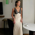 Celeste V-Neck Lace Patchwork Evening Dress