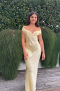 Clea Satin Off the Shoulder Maxi Dress