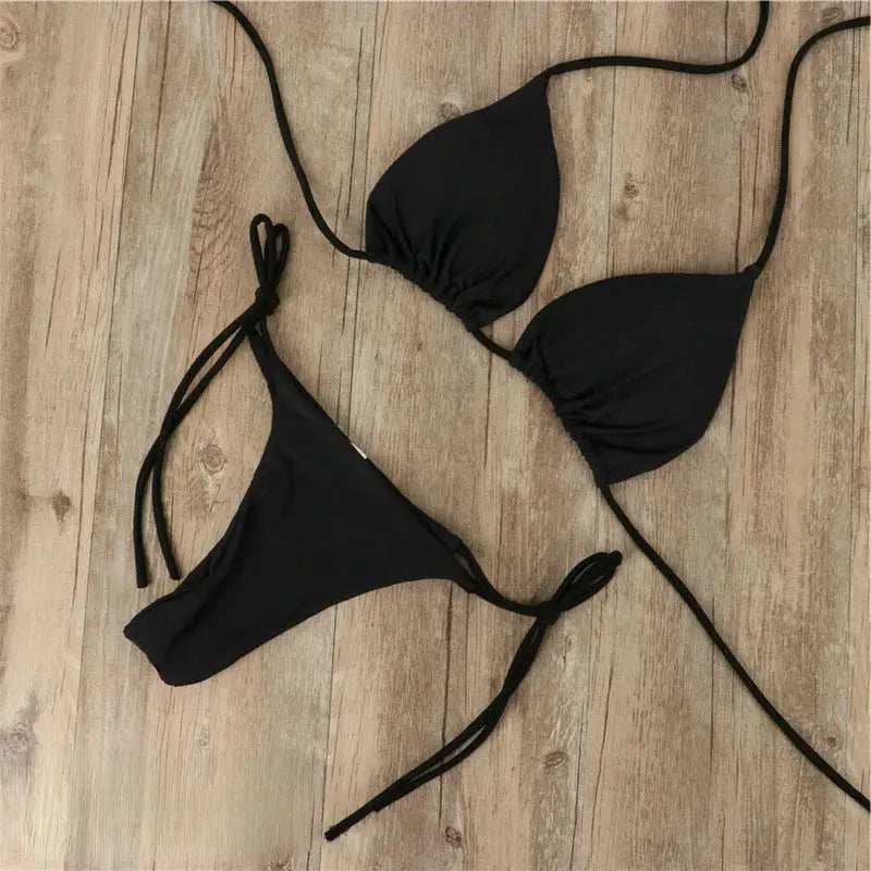 Elegant Collection | High Waisted Bikini Set with Golden Shine | Luxurious Swimwear for Women