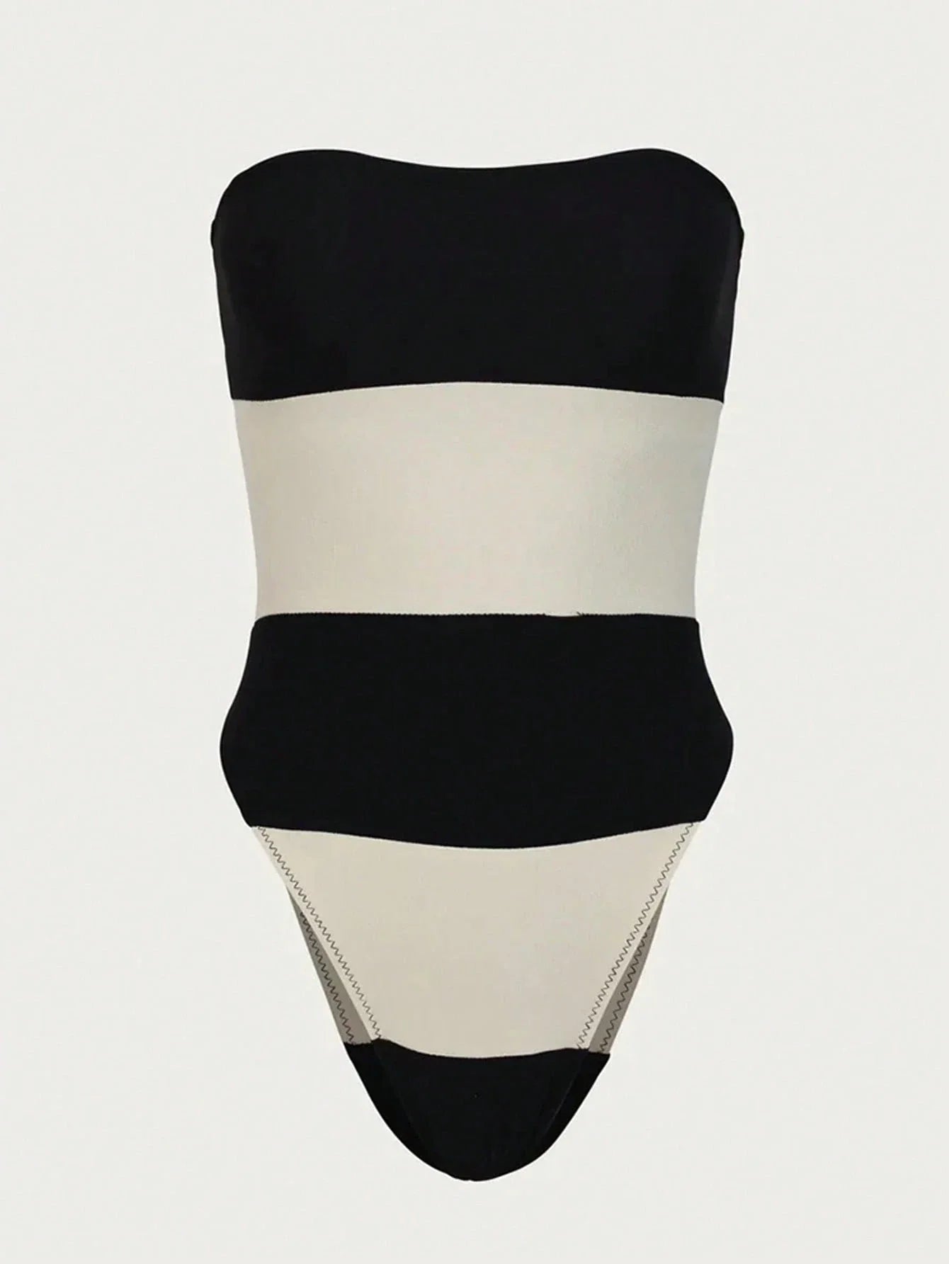 Elegant Off-Shoulder Jumpsuit for Women with High Leg Cut & Contrast Stripes | Chic Beachwear for Stylish Summer Outings