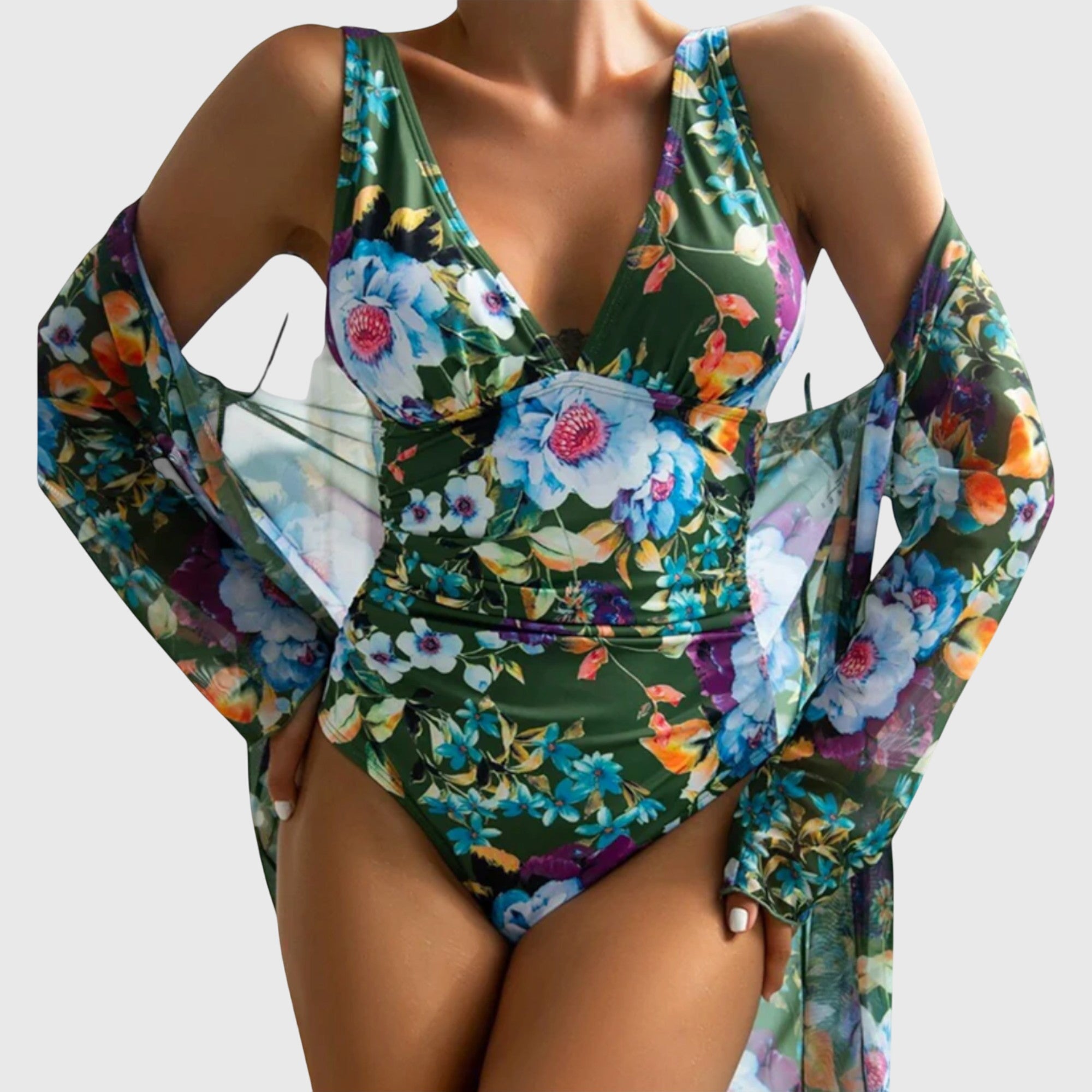 Elegant Swimwear | Women's High-Waisted Bikini Set with Adjustable Straps | Quick-Dry Fabric for Comfort